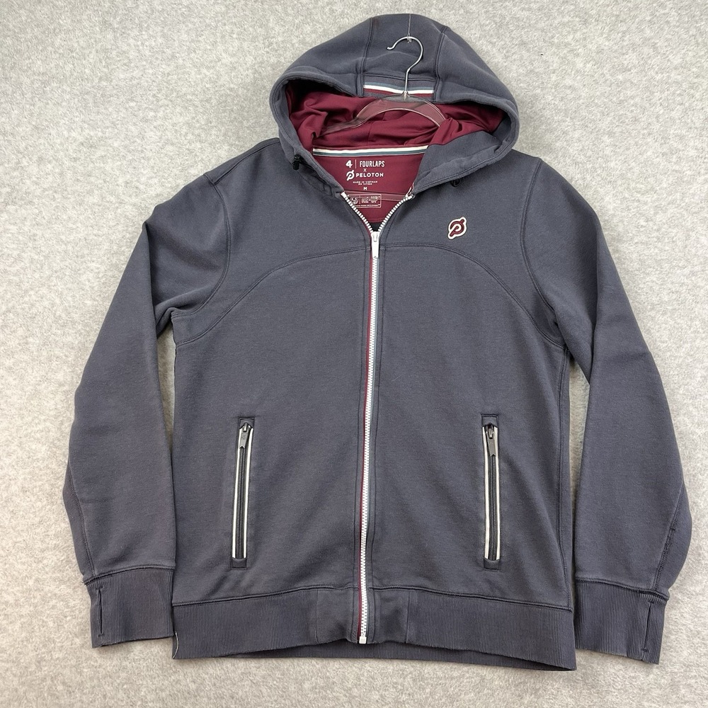 Four Laps x‎ Peloton Full Zip Hoodie Sweatshirt Mens M Jacket Blue Thumbholes